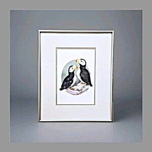 Sue Coleman ''Izzy & Moe'' Puffins Contemporary Pacific Northwest Framed Art